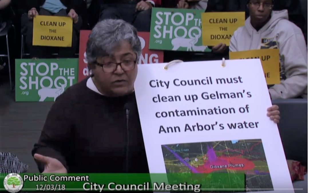 Statement urging the City of Ann Arbor to immediately clean up the toxic Gelman Dioxane Plume