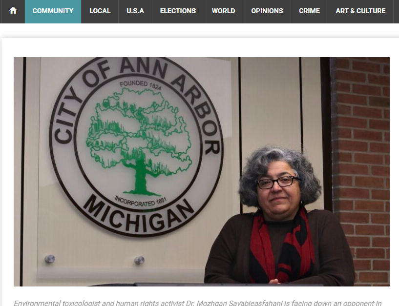 (Article)Pro IDF group goes on the attack against Ann Arbor City Council candidate Dr. Mozhgan Savabieasfahani